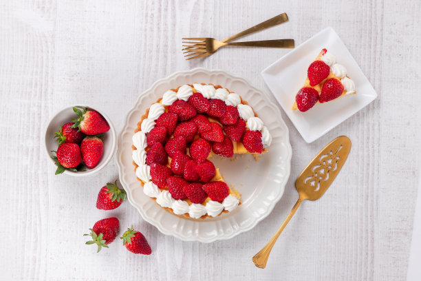 自制美味的草莓馅饼。图片下载