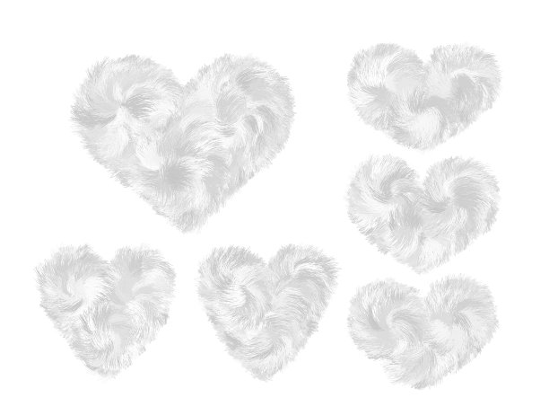各种心形蓬松装饰元素。图片下载
