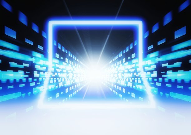 三维渲染光隧道技术概念图片下载