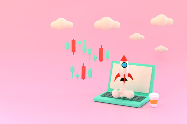 笔记本电脑显示商业图一枚火箭升上天空。创业的概念。图片下载