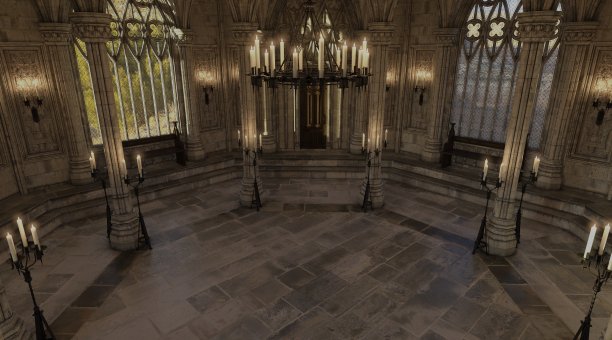 幻想中的中世纪庙宇在城堡的3d插图图片下载