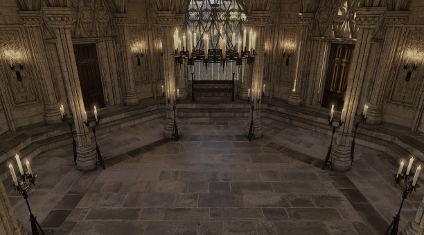 幻想中的中世纪庙宇在城堡的3d插图图片下载