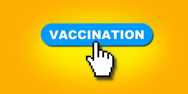 光标手点击蓝色接种按钮图片下载