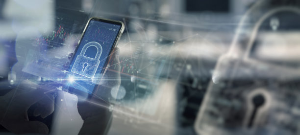 数字支付和银行的网络安全和数据保护。商人使用智能手机和笔记本电脑，通过虚拟网络连接保护商业和金融数据。创新技术解决方案。图片下载