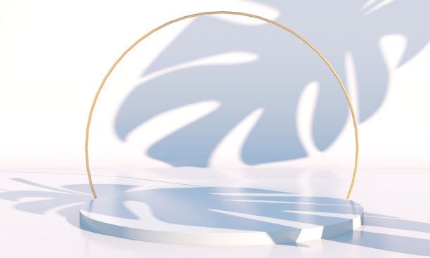 最小的场景与几何形式，在奶油背景与阴影讲台。现场展示化妆品产品，陈列柜，店面，陈列柜。3 d图片下载