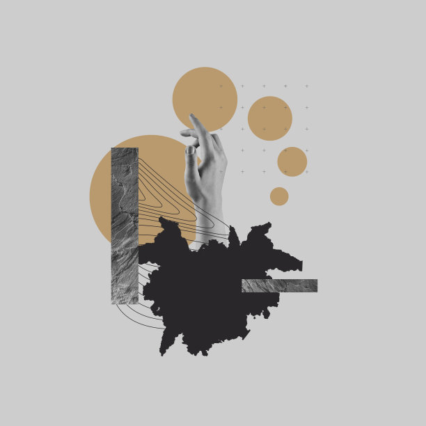 当代艺术拼贴，现代设计。审美的手中。时尚淡颜色。为您的广告或文本Copyspace。超现实主义的概念海报。图片下载