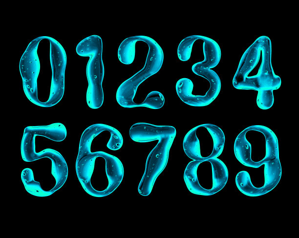 数字是由黑色背景上发光的粘性液体制成的图片下载