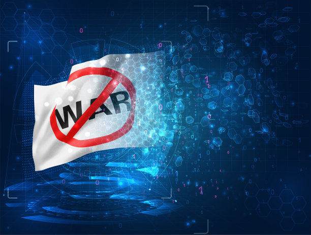 没有战争，蓝色背景的矢量3d旗帜与hud界面图片下载