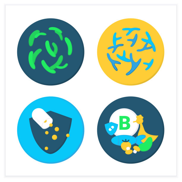 益生菌平面图标集图片下载