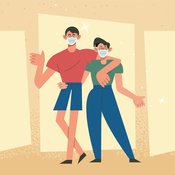 年轻夫妇戴着口罩图片下载