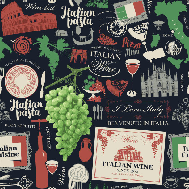 无缝图案的主题，意大利美食图片下载