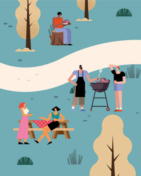 烧烤派对上的人们图片下载