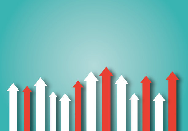 红色和白色箭头在绿色的背景。领导或团队，团队精神。图片下载