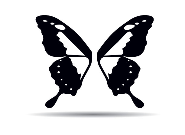 蝴蝶翅膀图标。矢量插图和大纲。图片下载