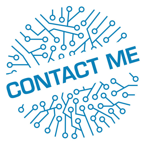 联系我电路元素圆形蓝色文字徽章风格图片下载