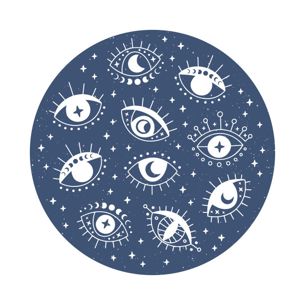 手绘恶眼矢量平面插图。图片下载