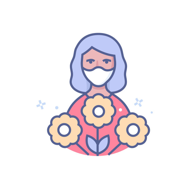 花卉过敏-现代彩色线条设计风格图标图片下载