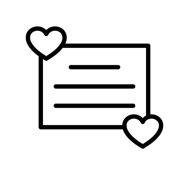 情人节平线图标。爱的标志-心，信。用于移动概念和网页设计、商店的大纲标识图片下载