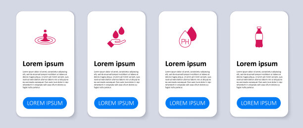 设置瓶装水，水滴，用肥皂洗手和。业务信息模板。向量图片下载