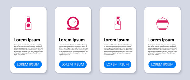 化妆品管，洗面奶或乳液，液体肥皂，化妆粉和指甲油。业务信息模板。向量图片下载