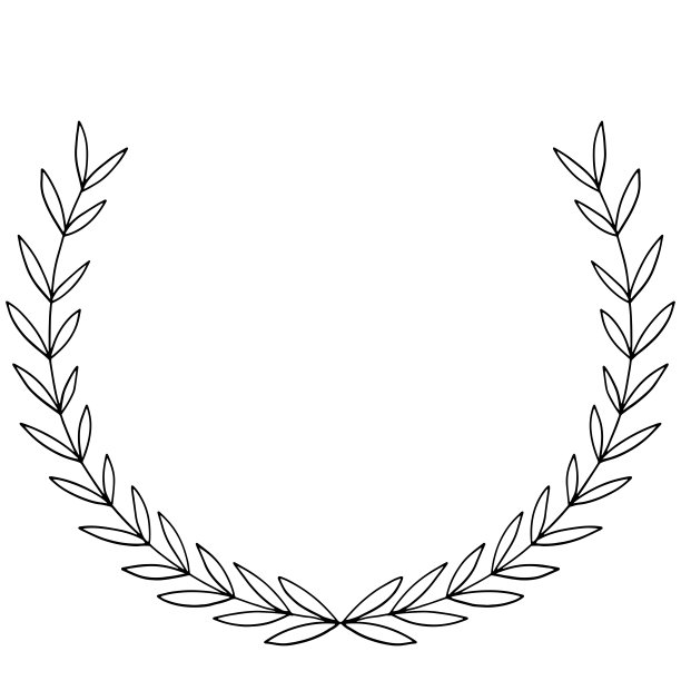 简单的向量花环复古，巴洛克框架边界上绘制的抽象叶子在白色背景图片下载