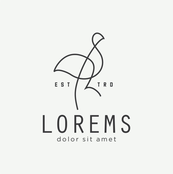 鹳线艺术单线轮廓矢量插图交付。极简主义优雅的火烈鸟独特的轮廓优雅的徽标剪影图片下载