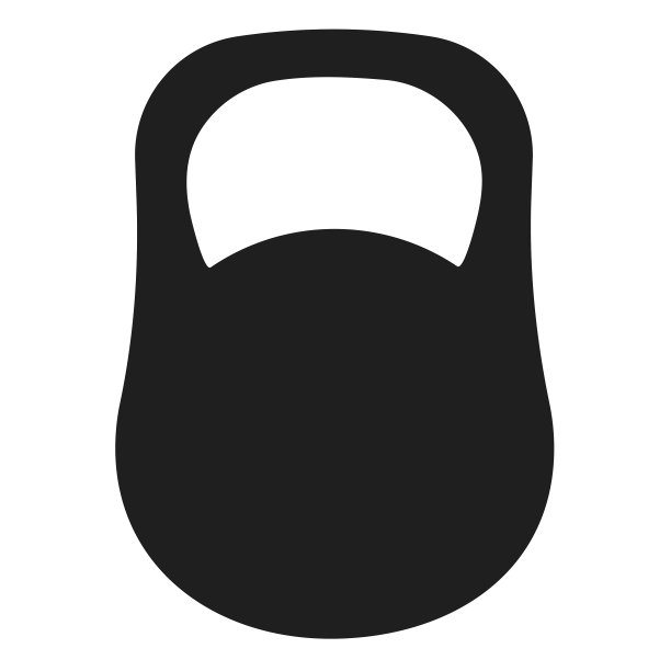 壶铃，一种用于举重的运动器材。概念:运动、健身、体操。黑色剪影，孤立在白色背景，平坦的最小设计，前视图，一个项目，eps 10。图片下载