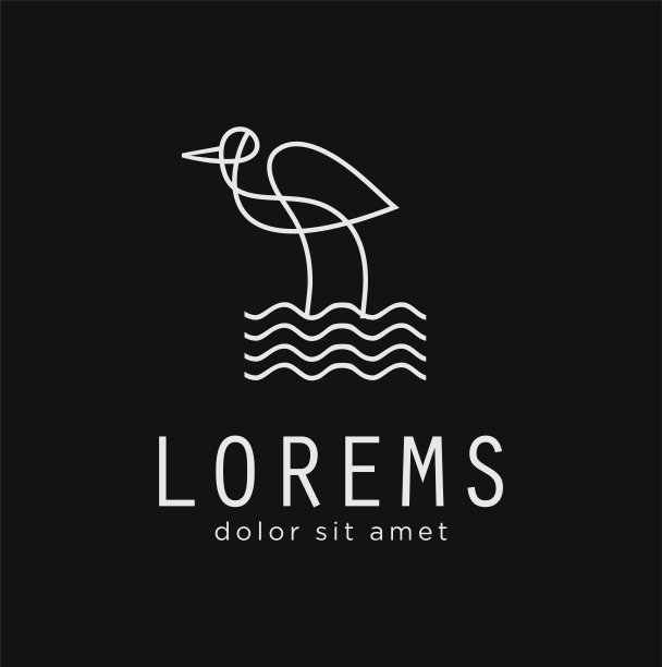 鹳线艺术单线轮廓矢量插图交付。极简主义优雅的火烈鸟独特的轮廓优雅的徽标剪影图片下载