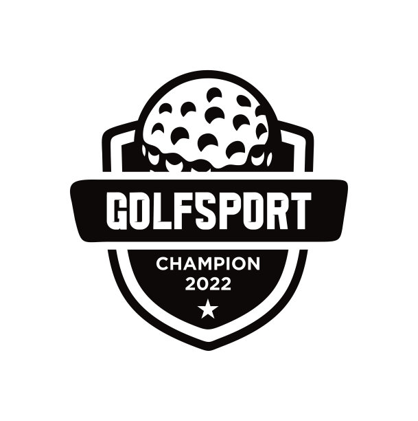 球杆股矢量的高尔夫球盾徽设计。高尔夫球盾徽章运动剪影设计模板图片下载