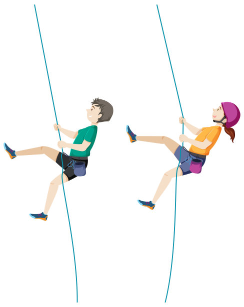 男人和女人攀爬绳索图片下载