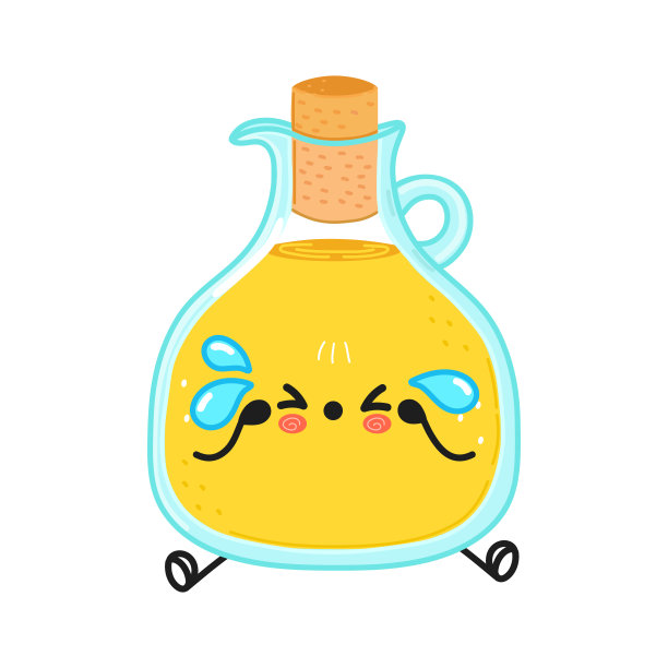 可爱又悲伤的橄榄油角色。矢量手绘卡通可爱的人物插图图标。孤立的白色背景。悲伤橄榄油人物概念图片下载