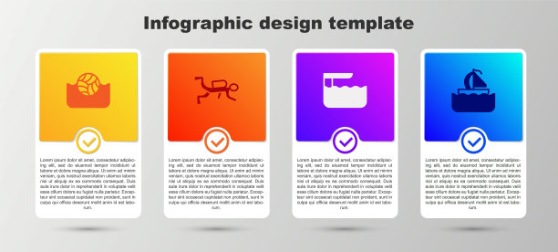 可设置水球、水肺、跳水板或跳板、游艇等。业务信息模板。向量图片下载