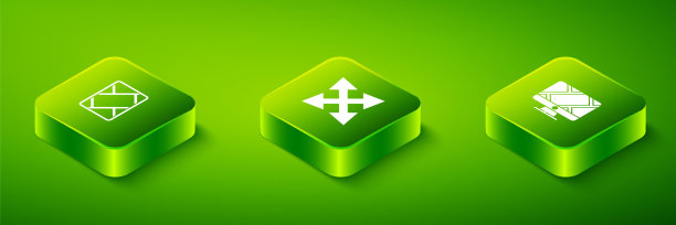 设置等距道路交通标志，监控与位置标记和Gps设备地图图标。向量图片下载