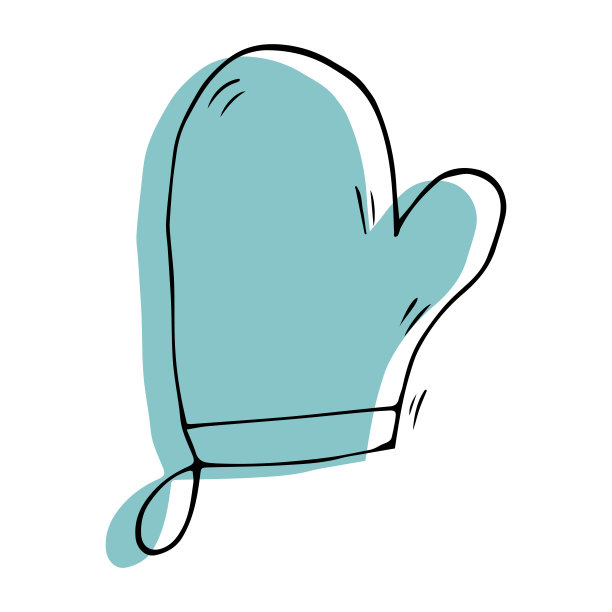 厨房手套手绘涂鸦厨房用具元素。厨房工具和用具，用于烹饪，餐具。图片下载