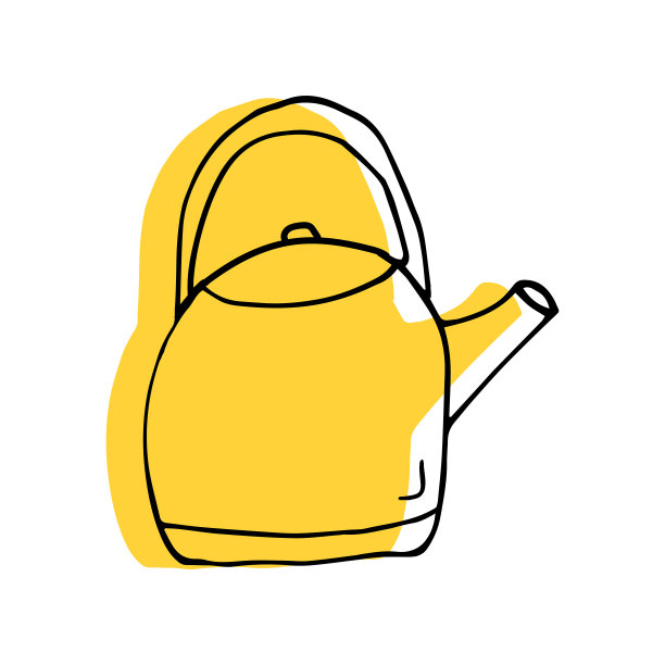 茶壶手绘涂鸦厨房用具元素。厨房工具和用具，用于烹饪，餐具。图片下载