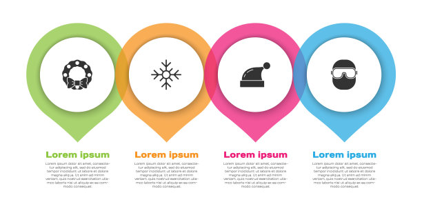 设置圣诞花环、雪花、圣诞老人帽和滑雪镜。业务信息模板。向量图片下载