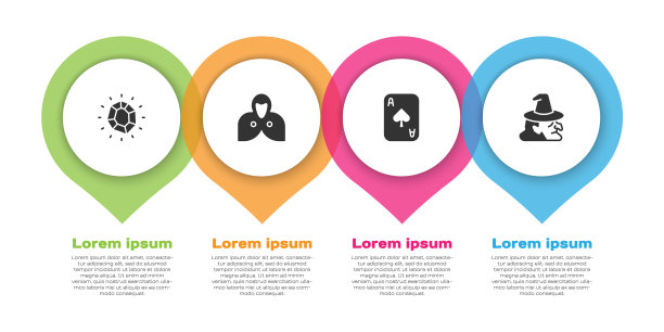 设置魔法石，披风，斗篷，斗篷，纸牌和女巫。业务信息模板。向量图片下载