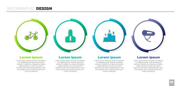 设置自行车，座椅，奖品在运动冠军领奖台和头盔。业务信息模板。向量图片下载