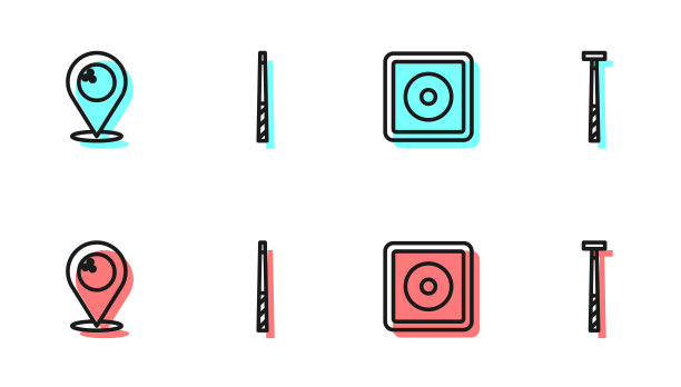 设置线台球粉笔，位置与保龄球，球杆和图标。向量图片下载