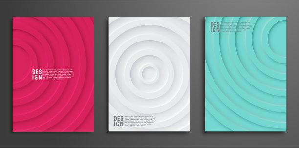 抽象集布告，海报，传单，旗帜设计。黑白插图垂直A4格式。三维几何形状和波浪线。装饰neumorphism背景图片下载