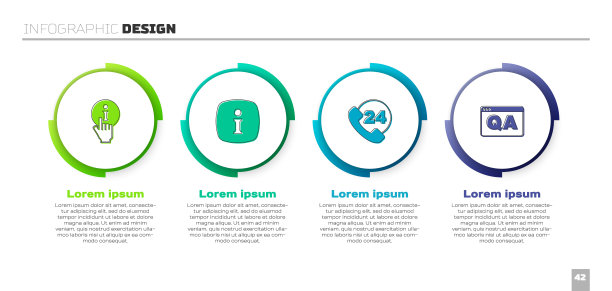设置信息，电话24小时支持和问题和回答。业务信息模板。向量图片下载