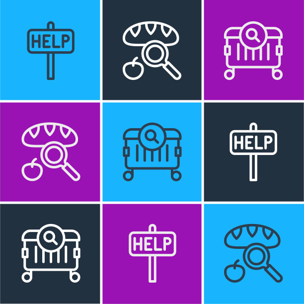 设置行请求帮助文本、搜索食物和图标。向量图片下载