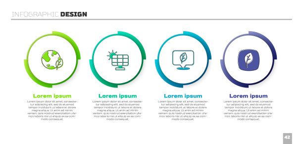 设置地球仪和树叶，太阳能电池板，位置与树叶生态标志。业务信息模板。向量图片下载