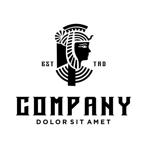 女王克利奥帕特拉可编辑的模板古埃及法老Premium矢量黑色剪影年份图片下载