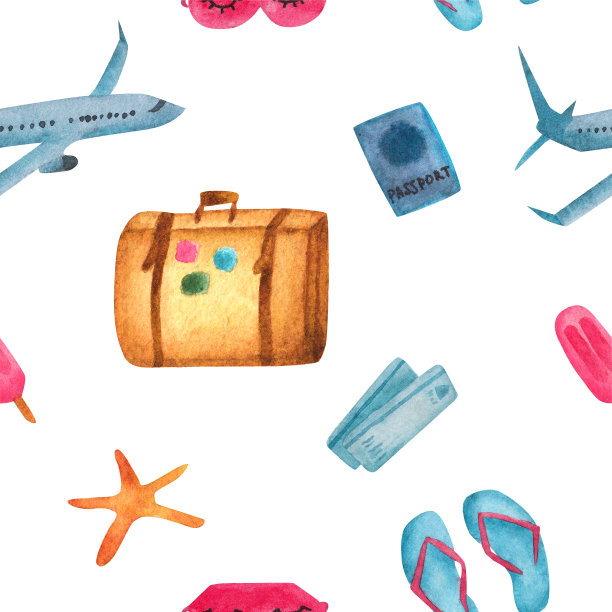 旅游、度假。无缝图案在一个白色的背景。图片下载