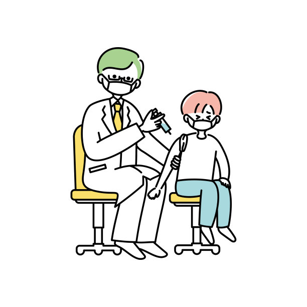 儿童接种疫苗示意图(戴口罩)图片下载