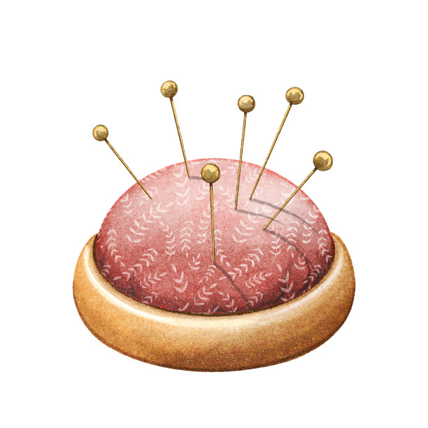 水彩复古红色针垫与金属针图片下载