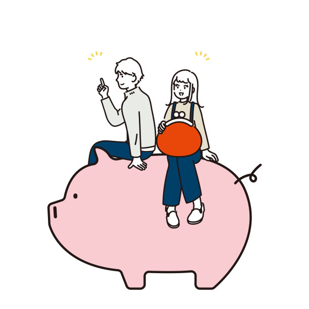 一对夫妇在存钱罐上闪烁的插图。向量。图片下载