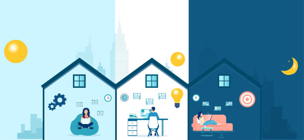 人们在互联网上使用电脑工作的矢量。图片下载