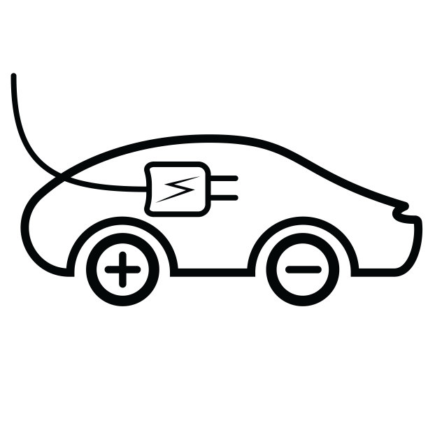 电动汽车矢量图标绘制在黑色和白色的背景颜色图片下载